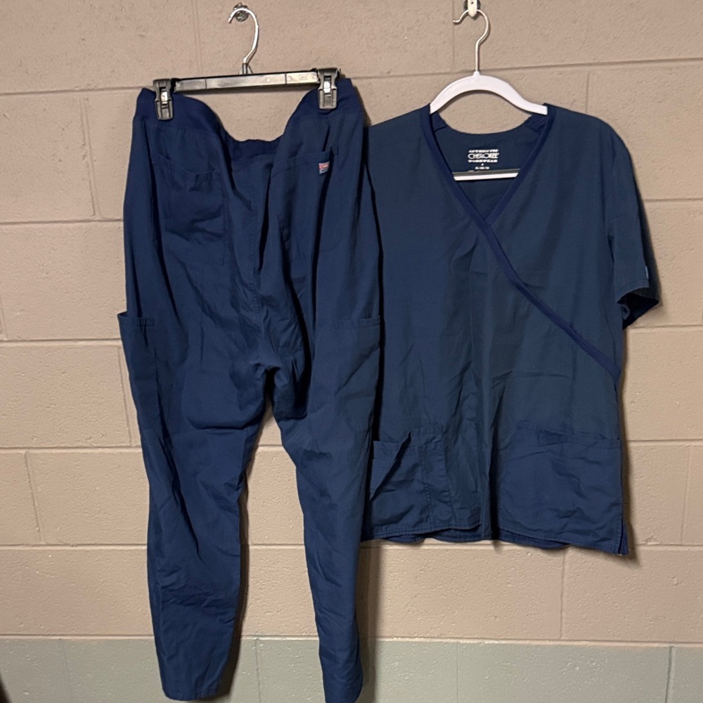 Cherokee Navy Scrub Set with Wrap Top and Pants